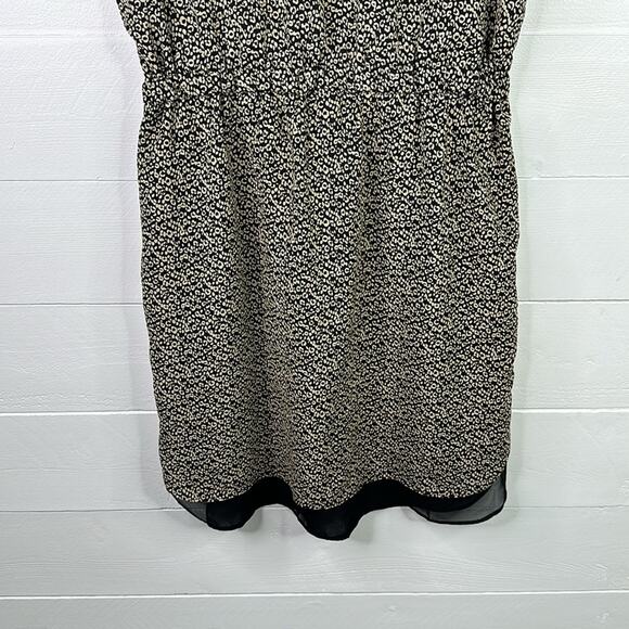 ANA A New Approach Black Tan V Neck Animal Print Sleeveless Empire Waist Dress 8 - Picture 4 of 11